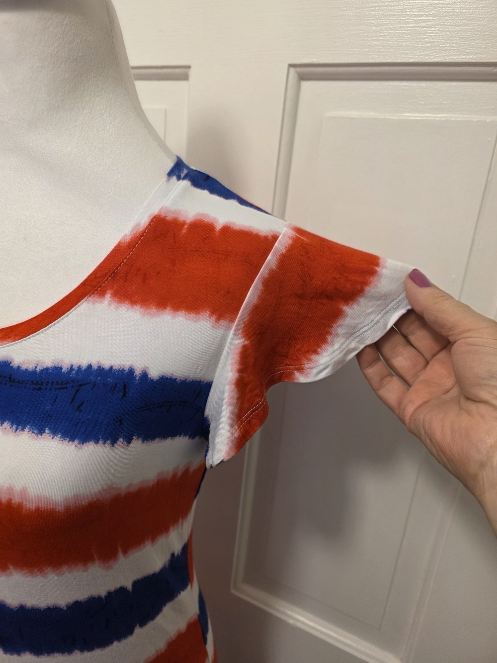 Freshman Red, White & Blue Striped Knit Dress, Size Medium, Stretch, Festive - Picture 3 of 11